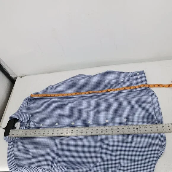 Ministry Of Supply Shirt Mens Large Blue Check Slim Fit Recycled poly Button Up - Picture 11 of 12